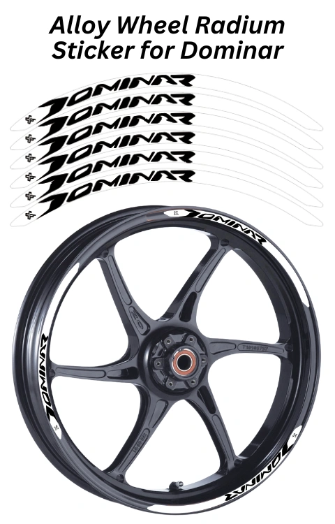 Alloy Wheel Radium Sticker Compatible with Dominar 250/400 | Made In Premium Radium With FPF(Fade Protection Film), Water Proof, Precut Sticker, Pack Of 12